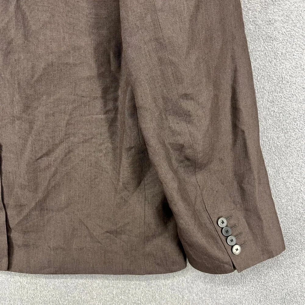 Zara Blazer Mens 42 Brown Linen Blend SS25 Two Button Notch Lapel Sport Coat